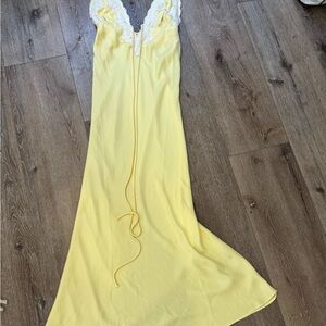 SALE 💋 Yellow Ruched Tie Front Maxi Gown SALE